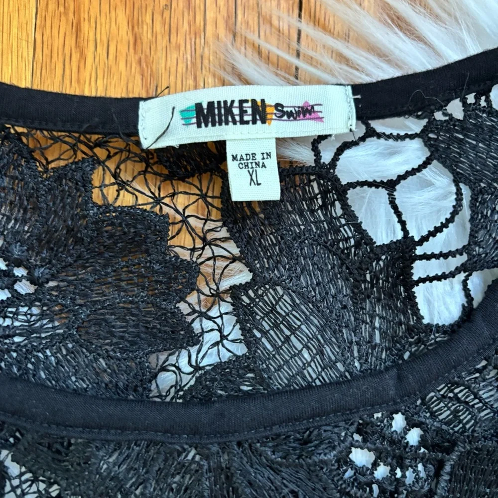 Black Crochet Miken Swim Coverup Dress - Picture 4 of 4